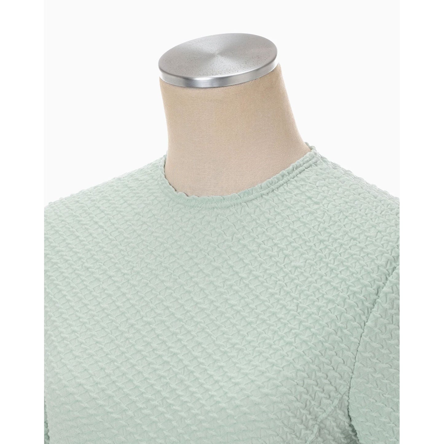 
                  
                    Shirring Jersey Jacquard Long Sleeve Top - light blue
                  
                