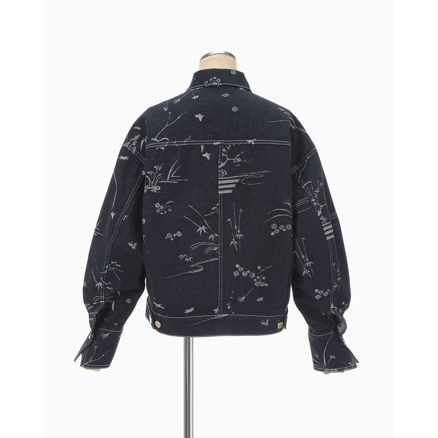 
                  
                    Nature Pattern Jacquard Short Denim Jacket - blue
                  
                