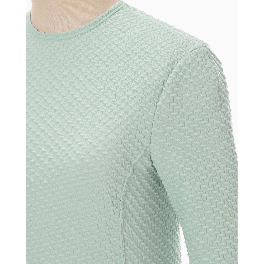 
                  
                    Shirring Jersey Jacquard Long Sleeve Top - light blue
                  
                