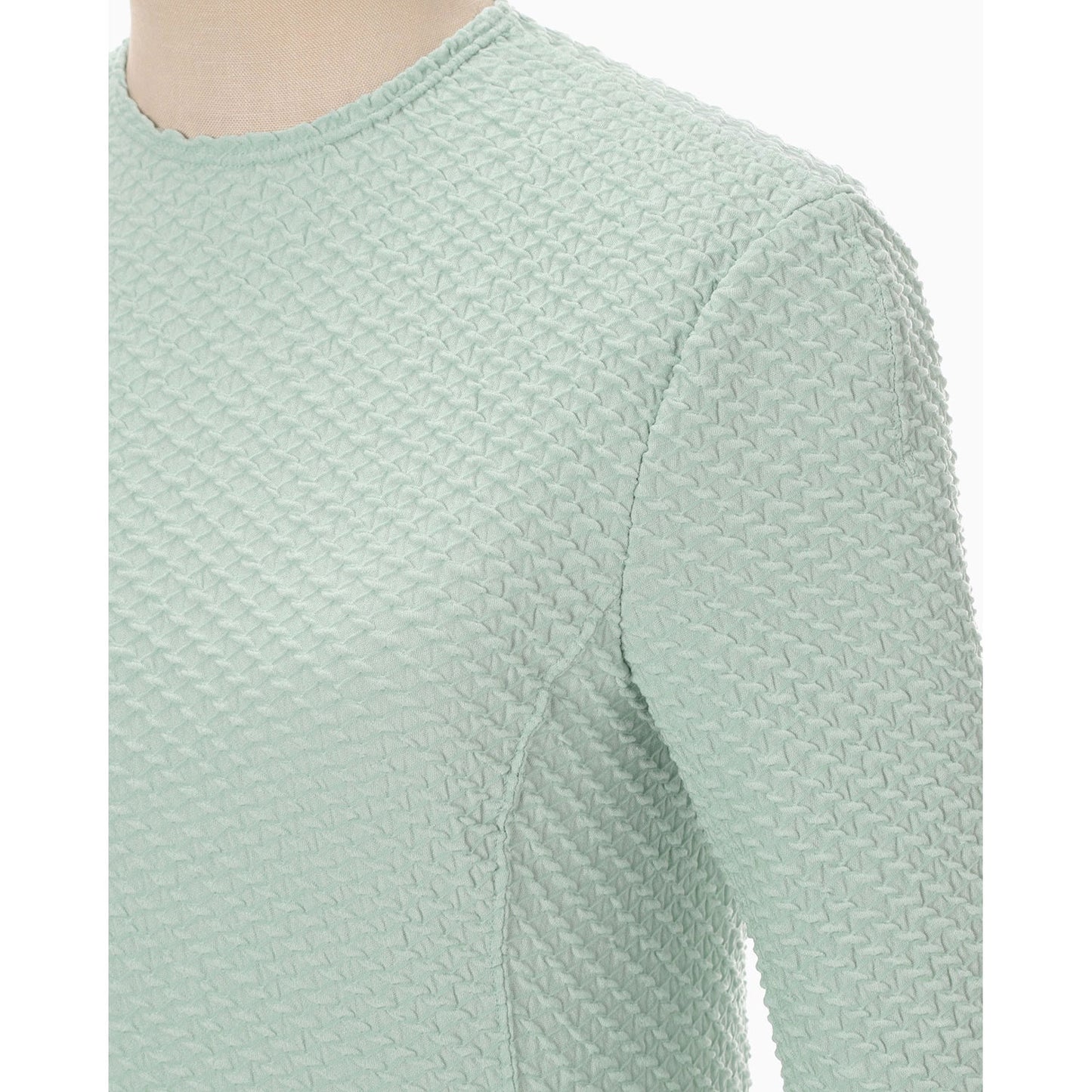 
                  
                    Shirring Jersey Jacquard Long Sleeve Top - light blue
                  
                