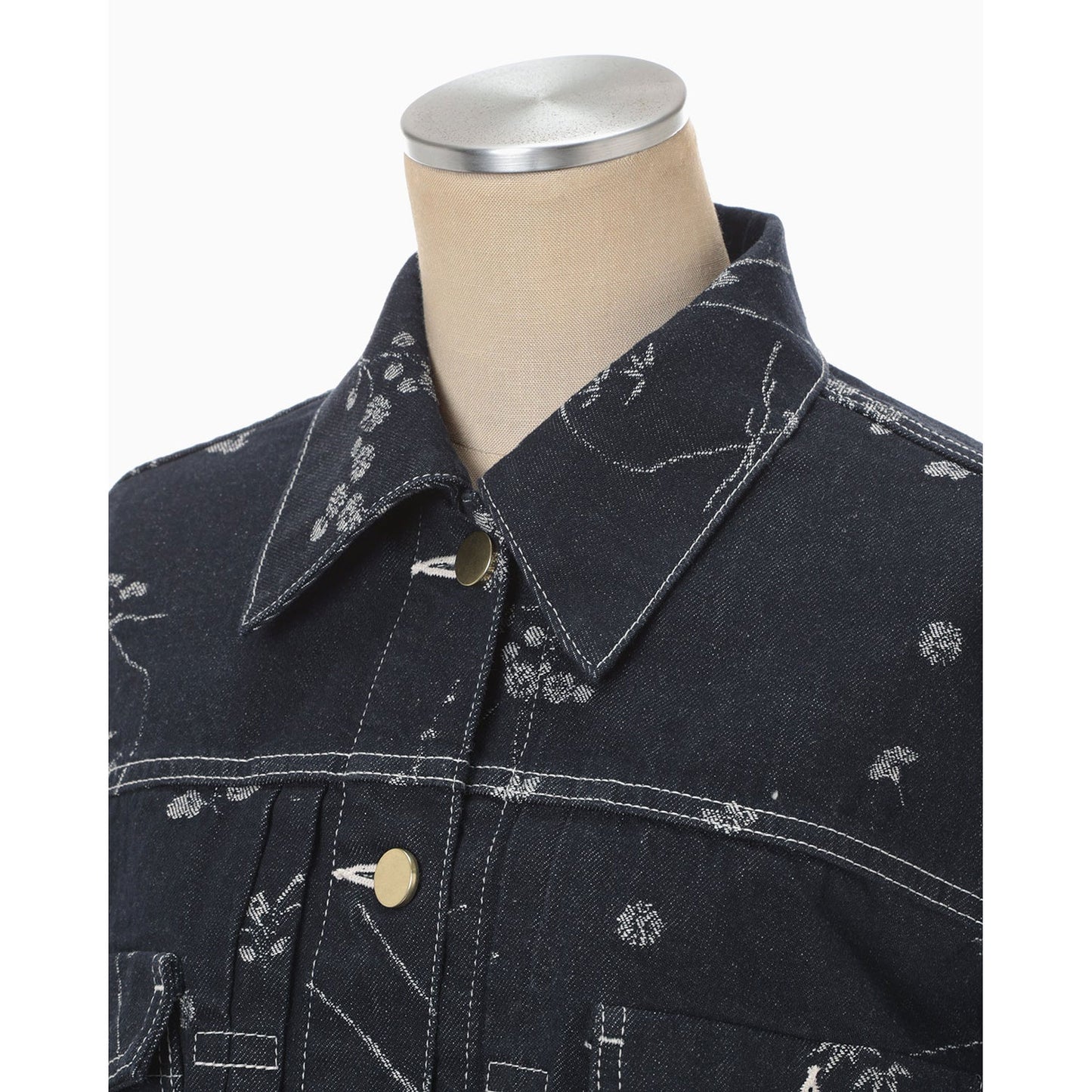 
                  
                    Nature Pattern Jacquard Short Denim Jacket - blue
                  
                