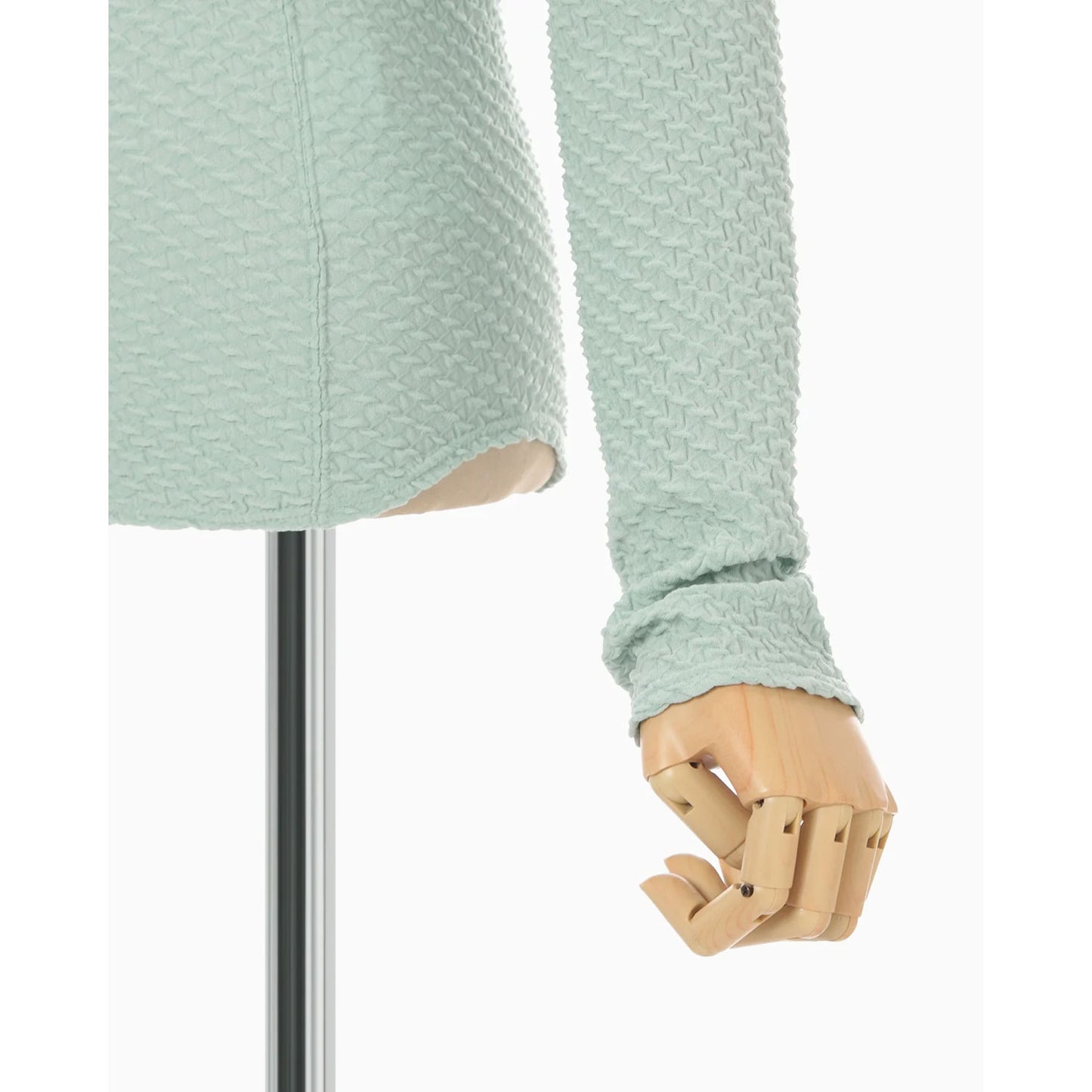 
                  
                    Shirring Jersey Jacquard Long Sleeve Top - light blue
                  
                