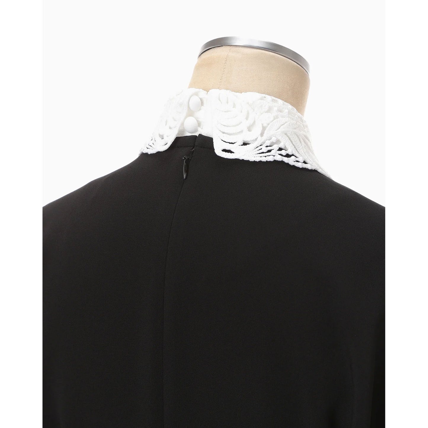 
                  
                    Triacetate Georgette Embroidered Collar Flared Dress - black
                  
                