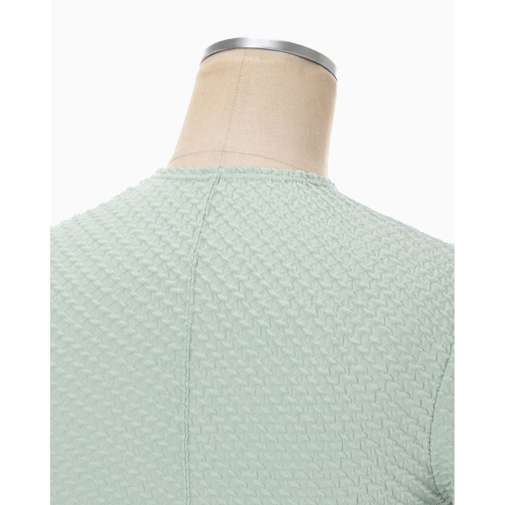 
                  
                    Shirring Jersey Jacquard Long Sleeve Top - light blue
                  
                
