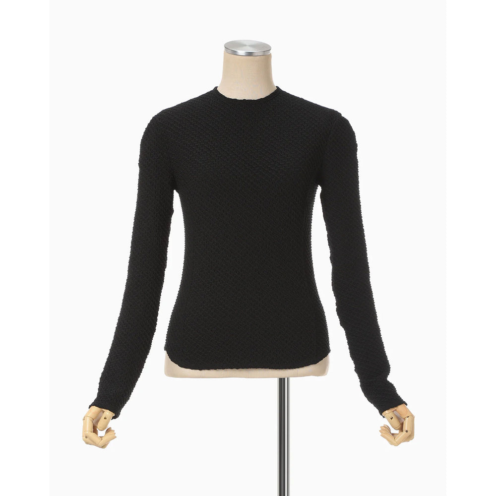 
                  
                    Shirring Jersey Jacquard Long Sleeve Top - light blue
                  
                