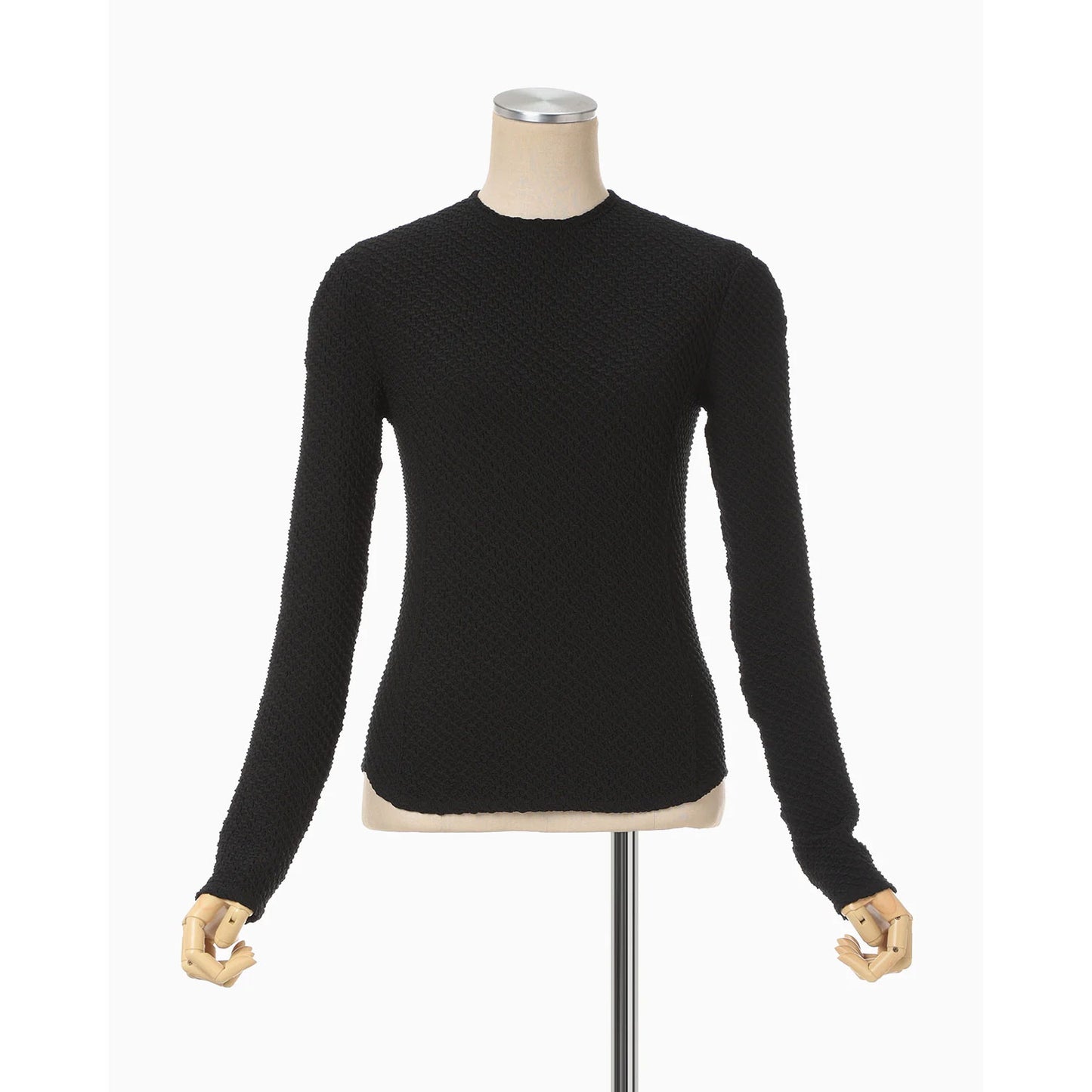 
                  
                    Shirring Jersey Jacquard Long Sleeve Top - light blue
                  
                