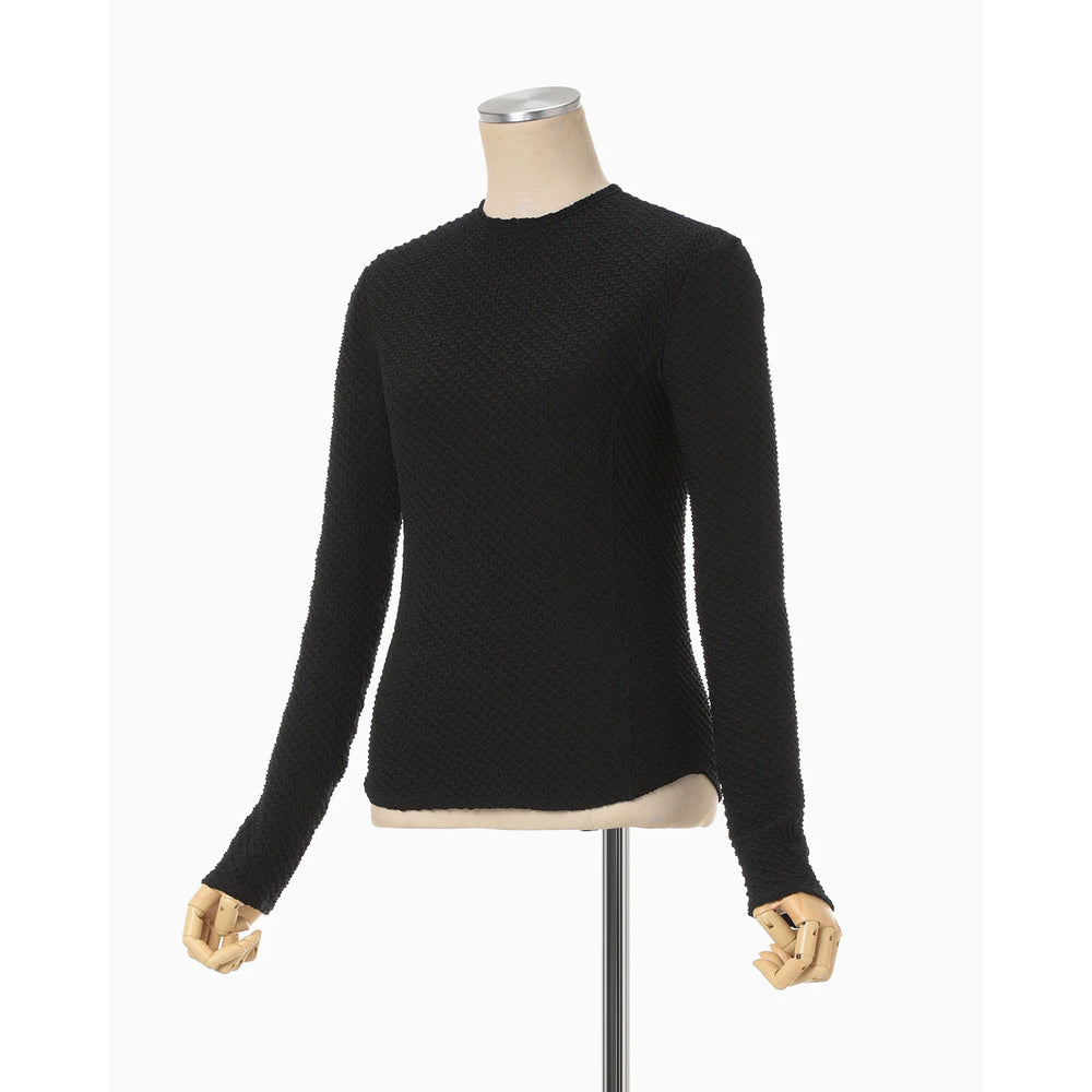 
                  
                    Shirring Jersey Jacquard Long Sleeve Top - light blue
                  
                