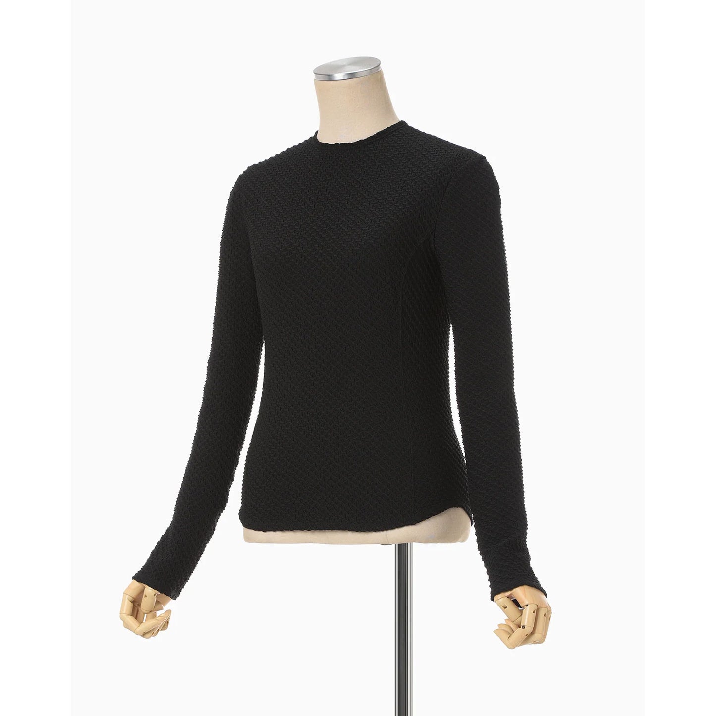 
                  
                    Shirring Jersey Jacquard Long Sleeve Top - light blue
                  
                