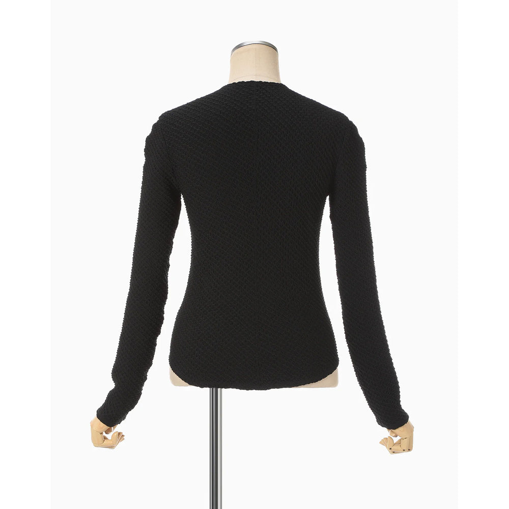 
                  
                    Shirring Jersey Jacquard Long Sleeve Top - light blue
                  
                