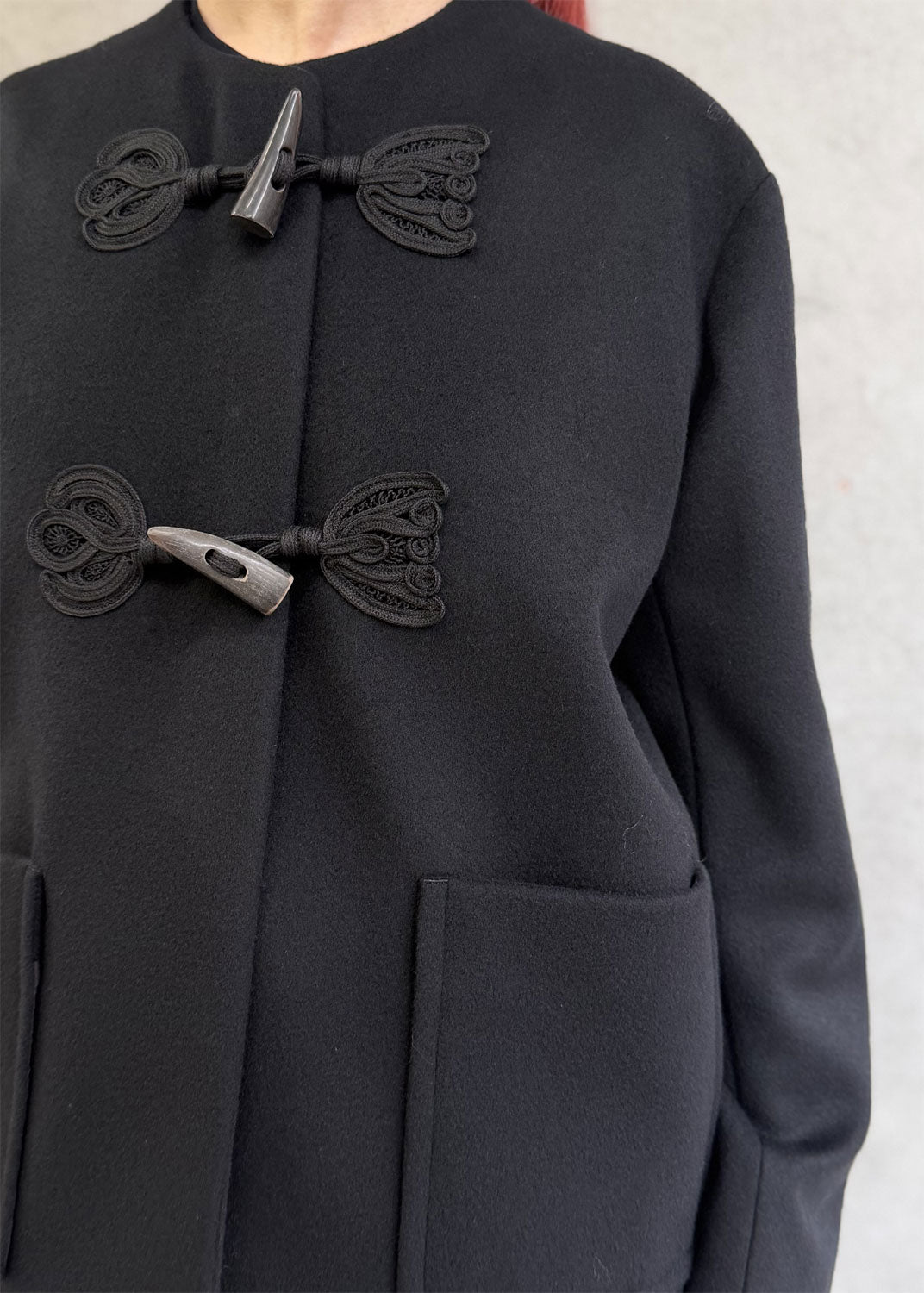 
                  
                    Cording Embroidery Short Duffle Coat
                  
                