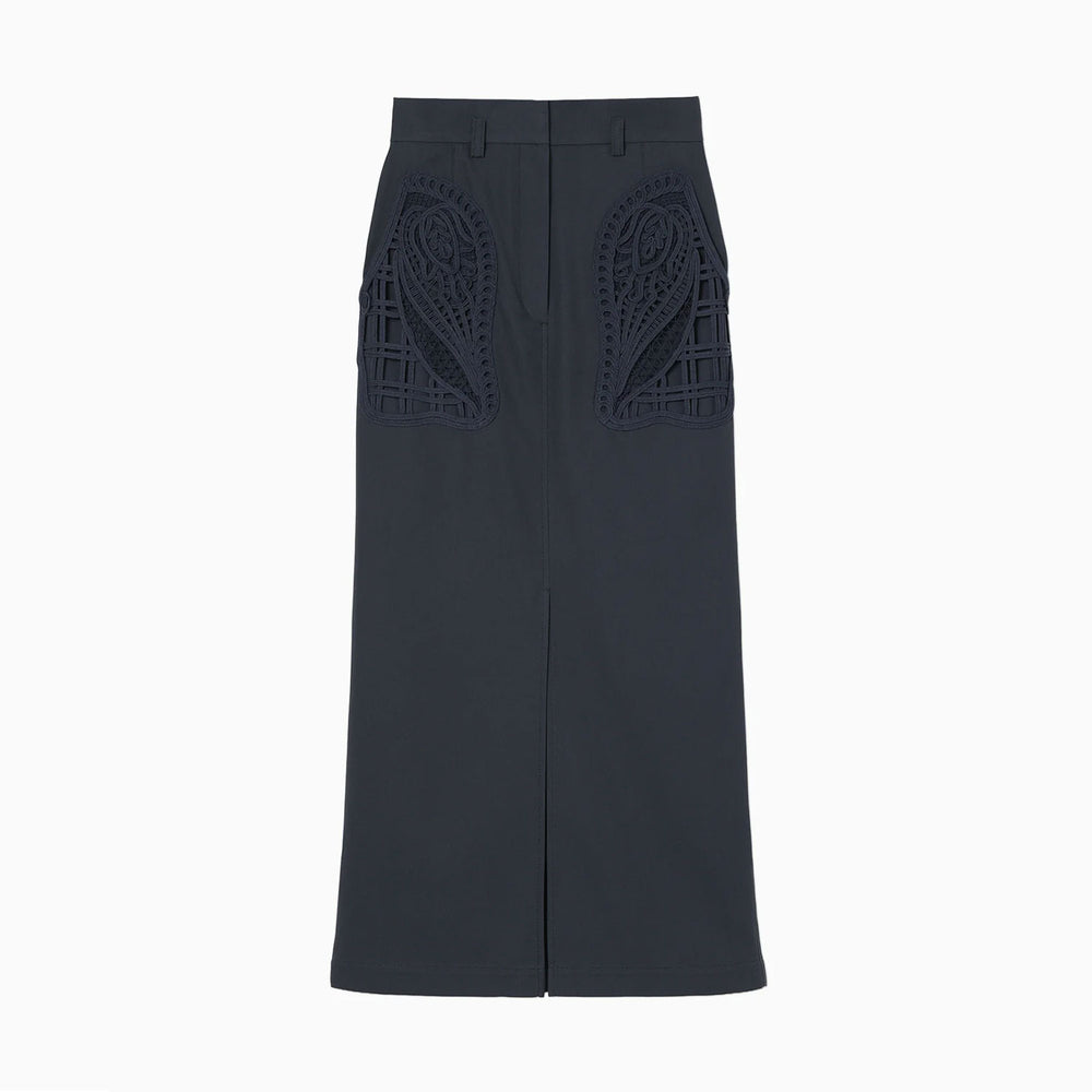 スカート 2026SS Cording Embroidery Detailed skirt Cording Embroidery Detailed I-line Skirt - navy- – OBLIGE