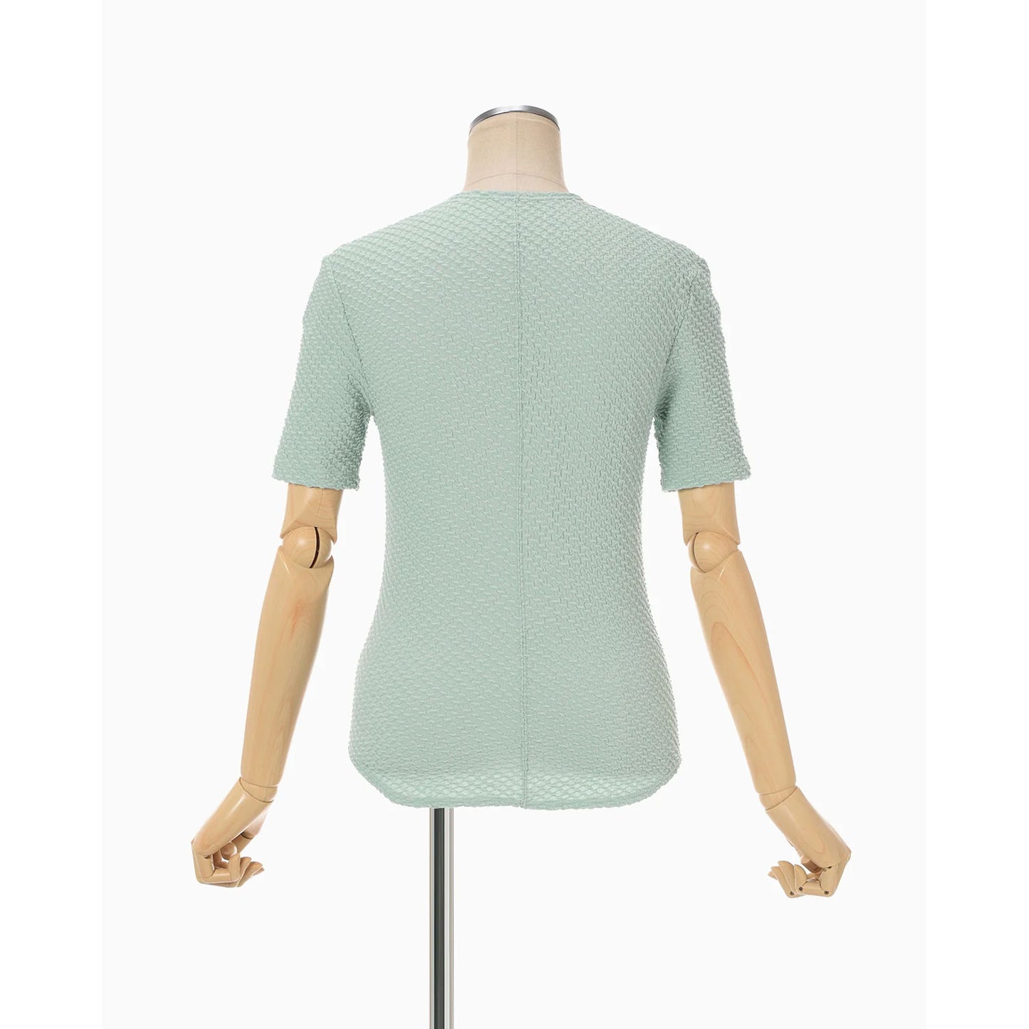 
                  
                    Shirring Jersey Jacquard Short Sleeve Top - light blue
                  
                
