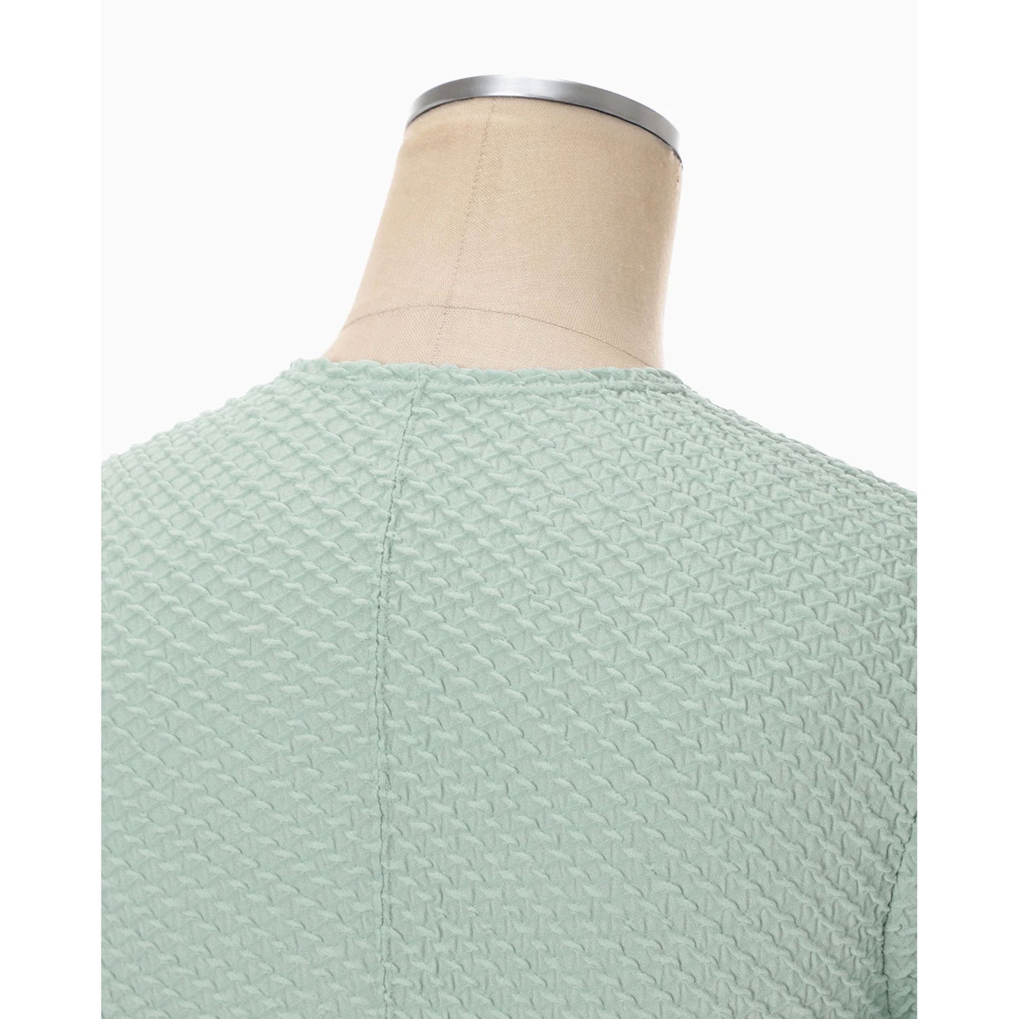 
                  
                    Shirring Jersey Jacquard Short Sleeve Top - light blue
                  
                