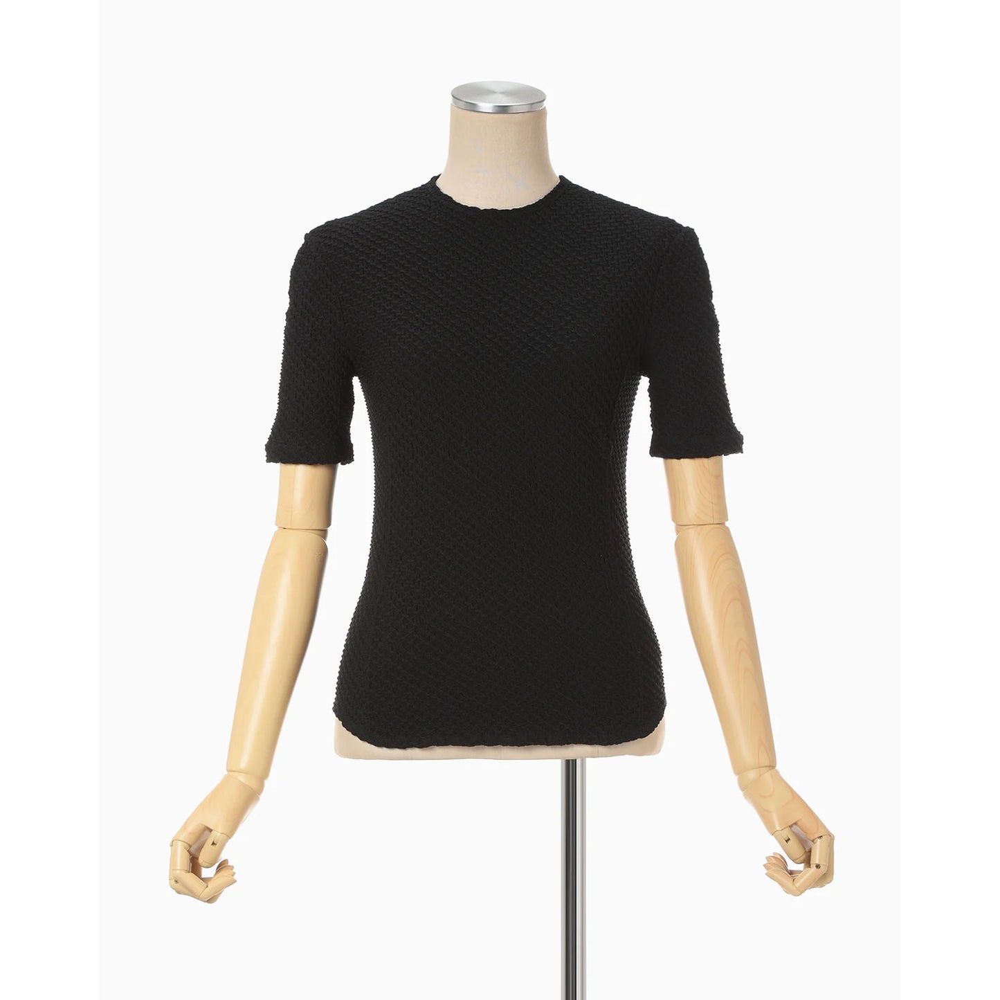 
                  
                    Shirring Jersey Jacquard Short Sleeve Top - light blue
                  
                