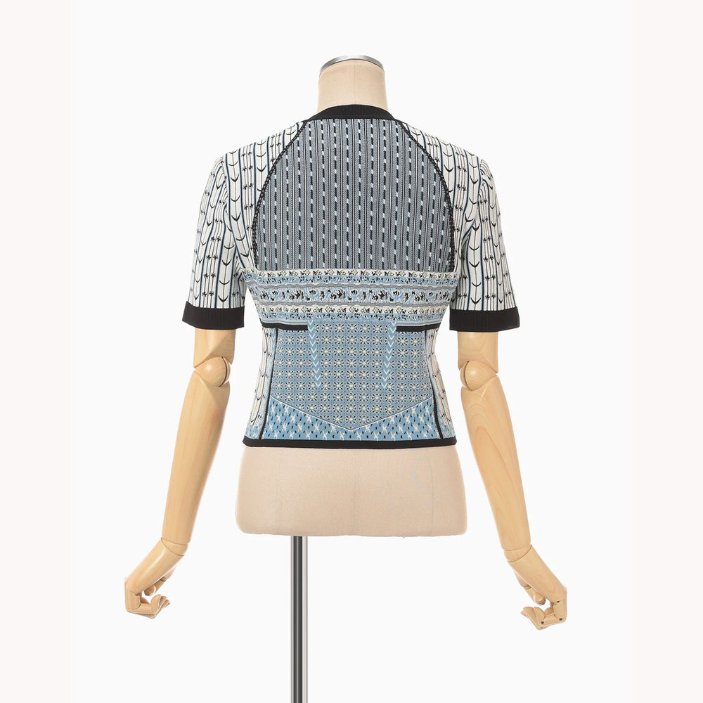 トップス Geometric Pattern Knitted Top Geometric Pattern Knitted Top -gray- – OBLIGE