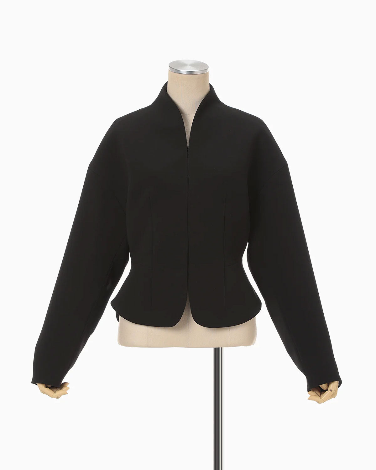 
                  
                    Triacetate Polyester Collarless Short Jacket - black
                  
                