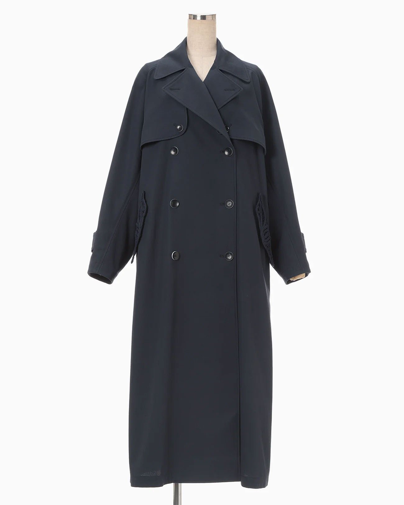 
                  
                    Cording Embroidery Detailed Trench Coat - navy
                  
                