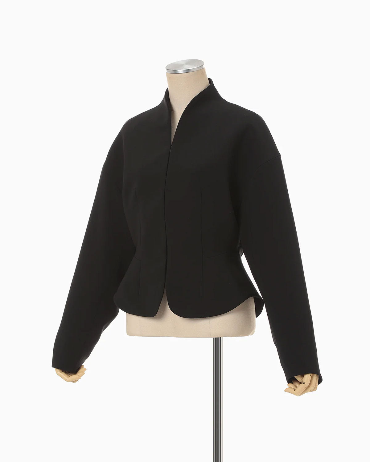 
                  
                    Triacetate Polyester Collarless Short Jacket - black
                  
                