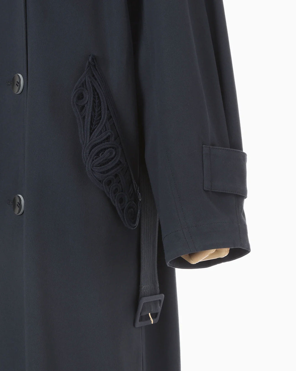 Cording Embroidery Detailed Trench Coat - navy – OBLIGE