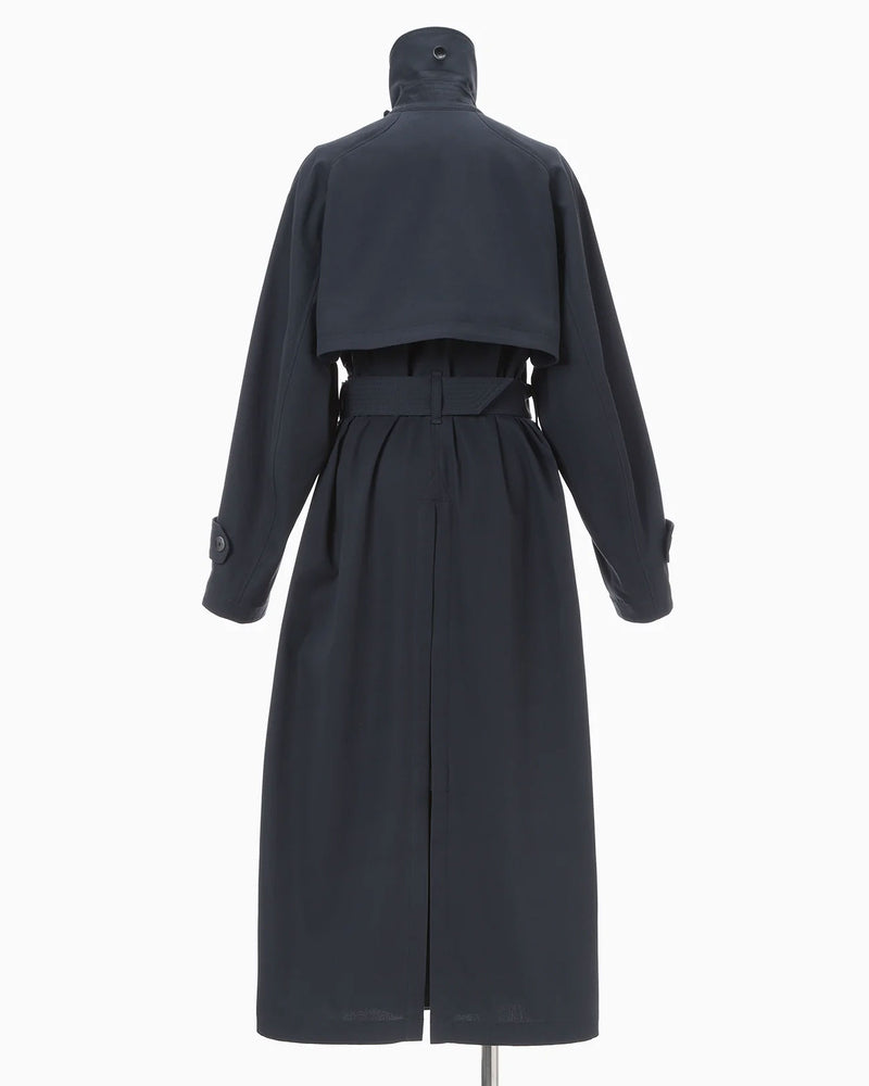 Cording Embroidery Detailed Trench Coat - navy – OBLIGE
