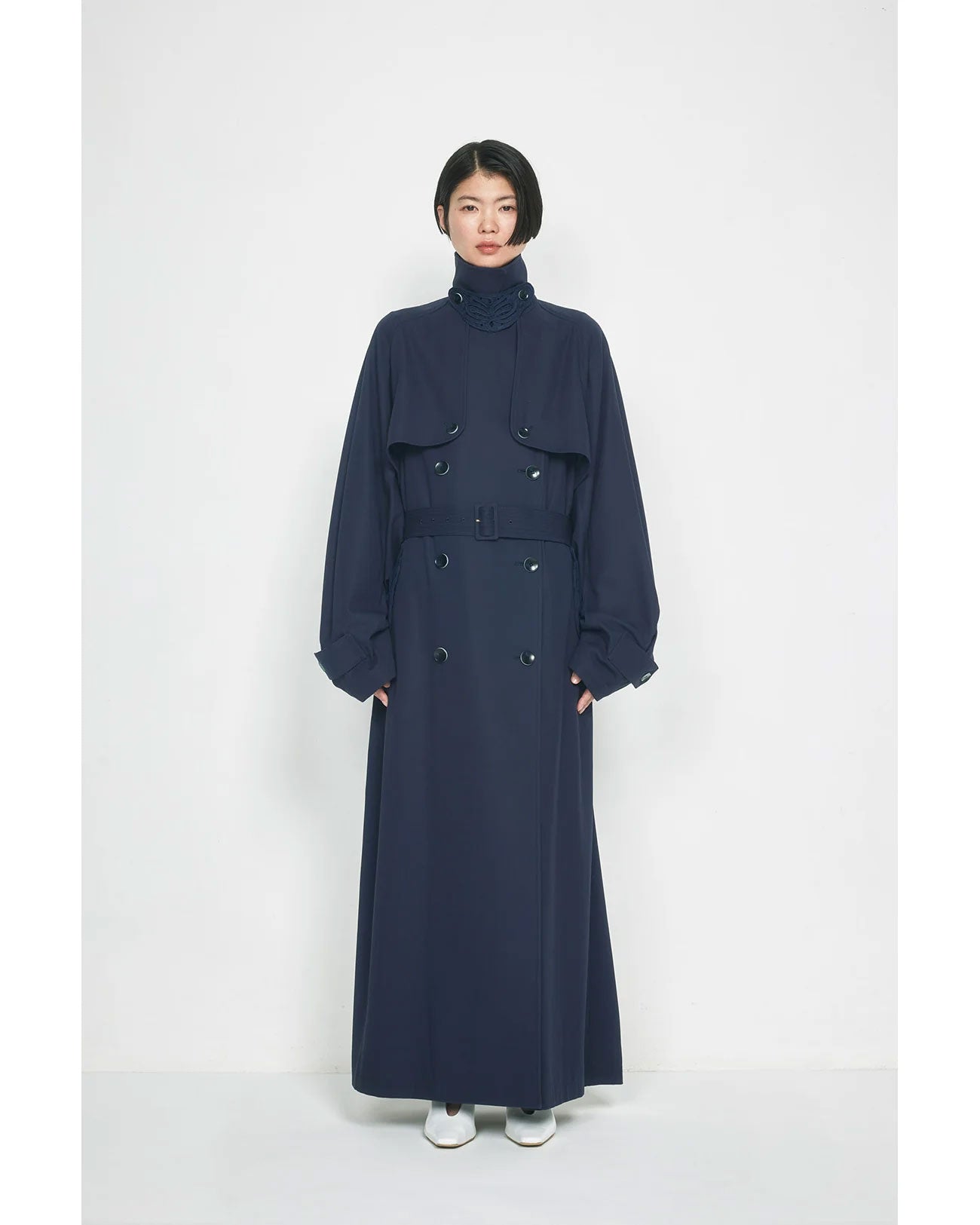 
                  
                    Cording Embroidery Detailed Trench Coat - navy
                  
                