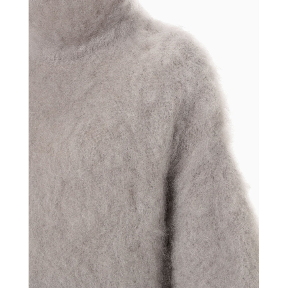 Fur Knitted High Neck Top - grey – OBLIGE