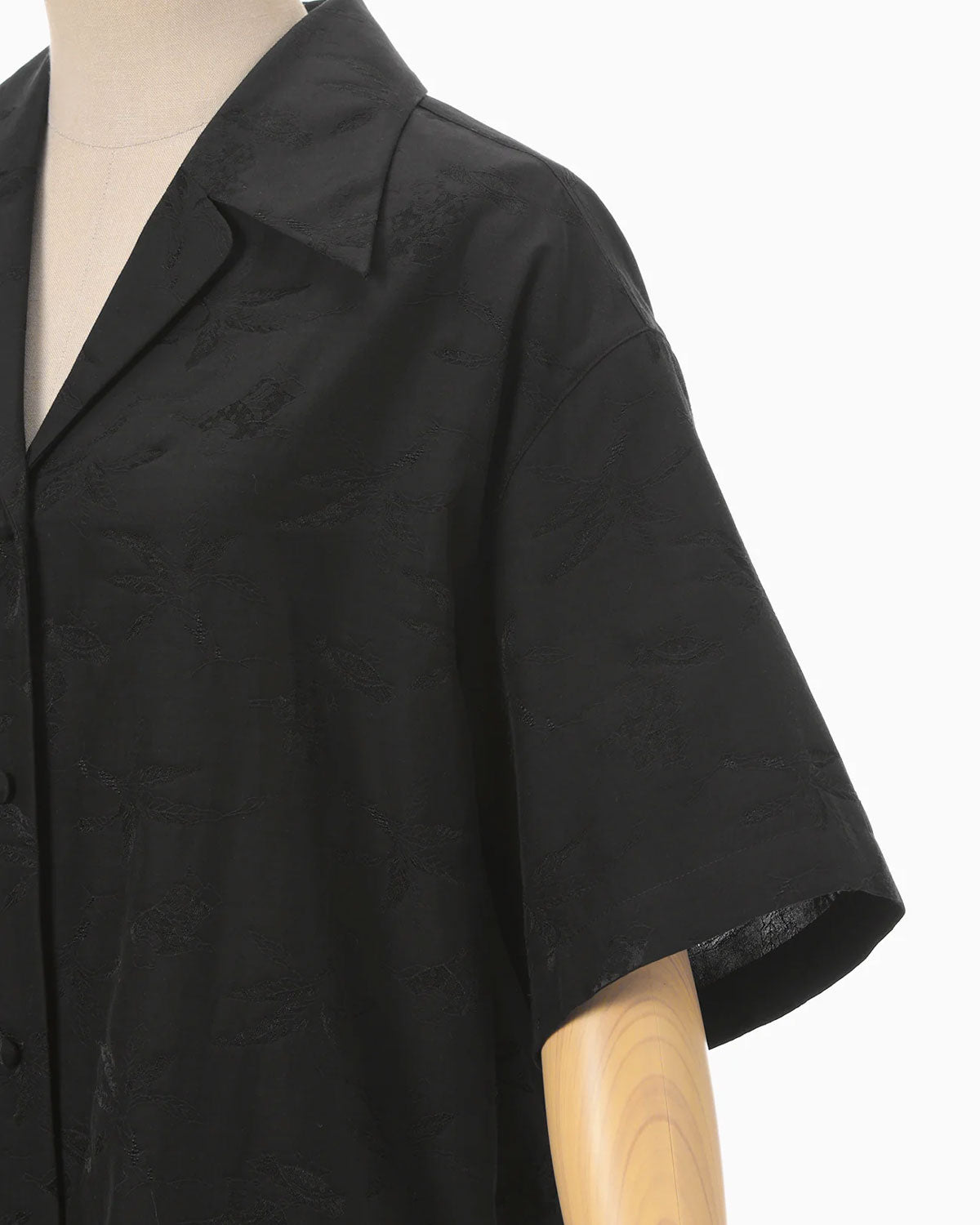 
                  
                    Karako Jacquard Open Collar Shirt - black
                  
                