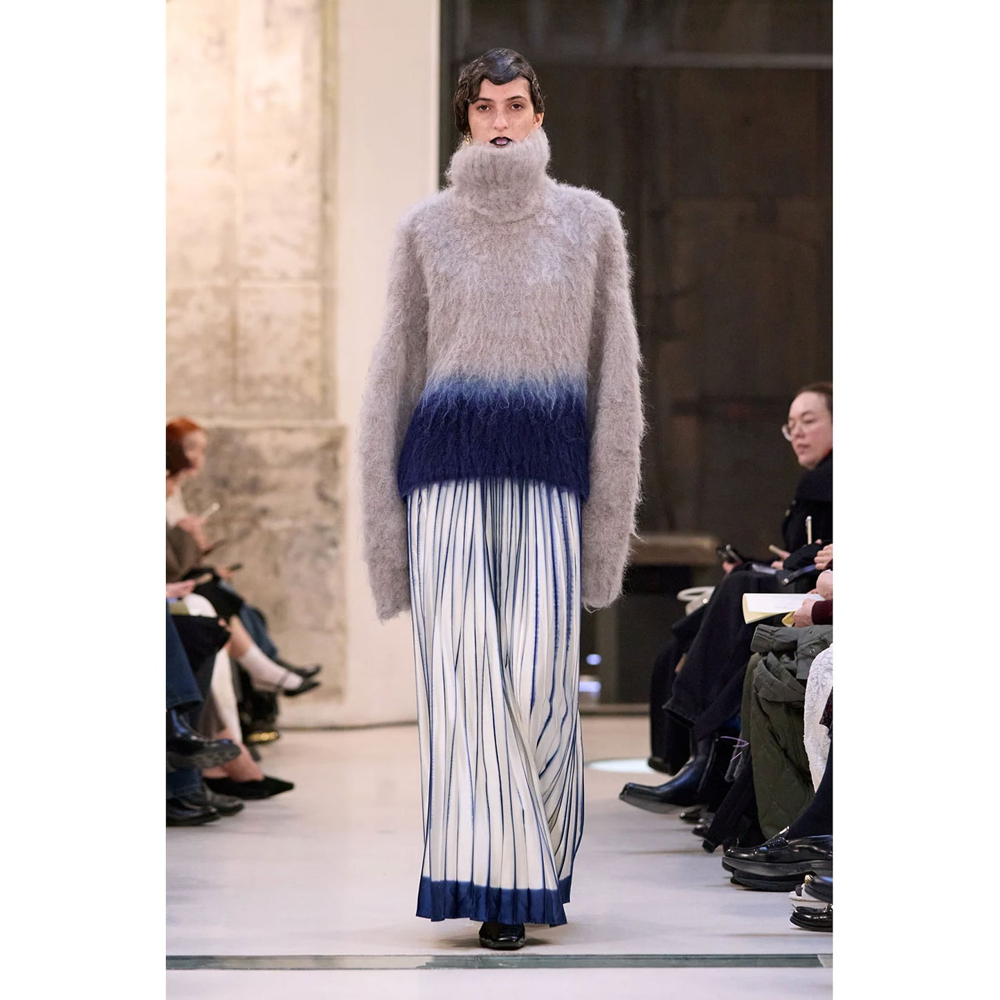 
                  
                    Fur Knitted High Neck Top - grey
                  
                