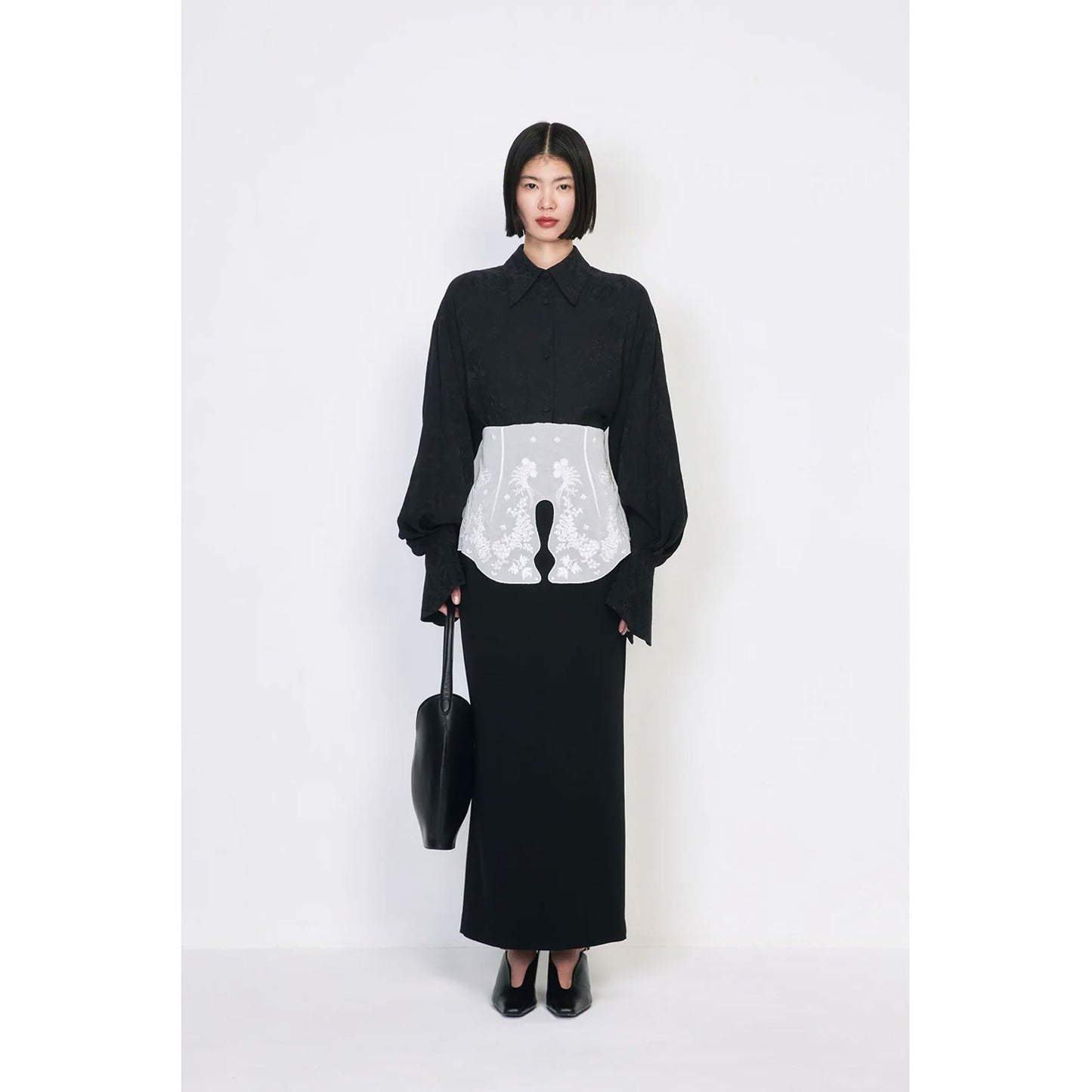 
                  
                    Triacetate Georgette Embroidery Peplum Skirt - black
                  
                