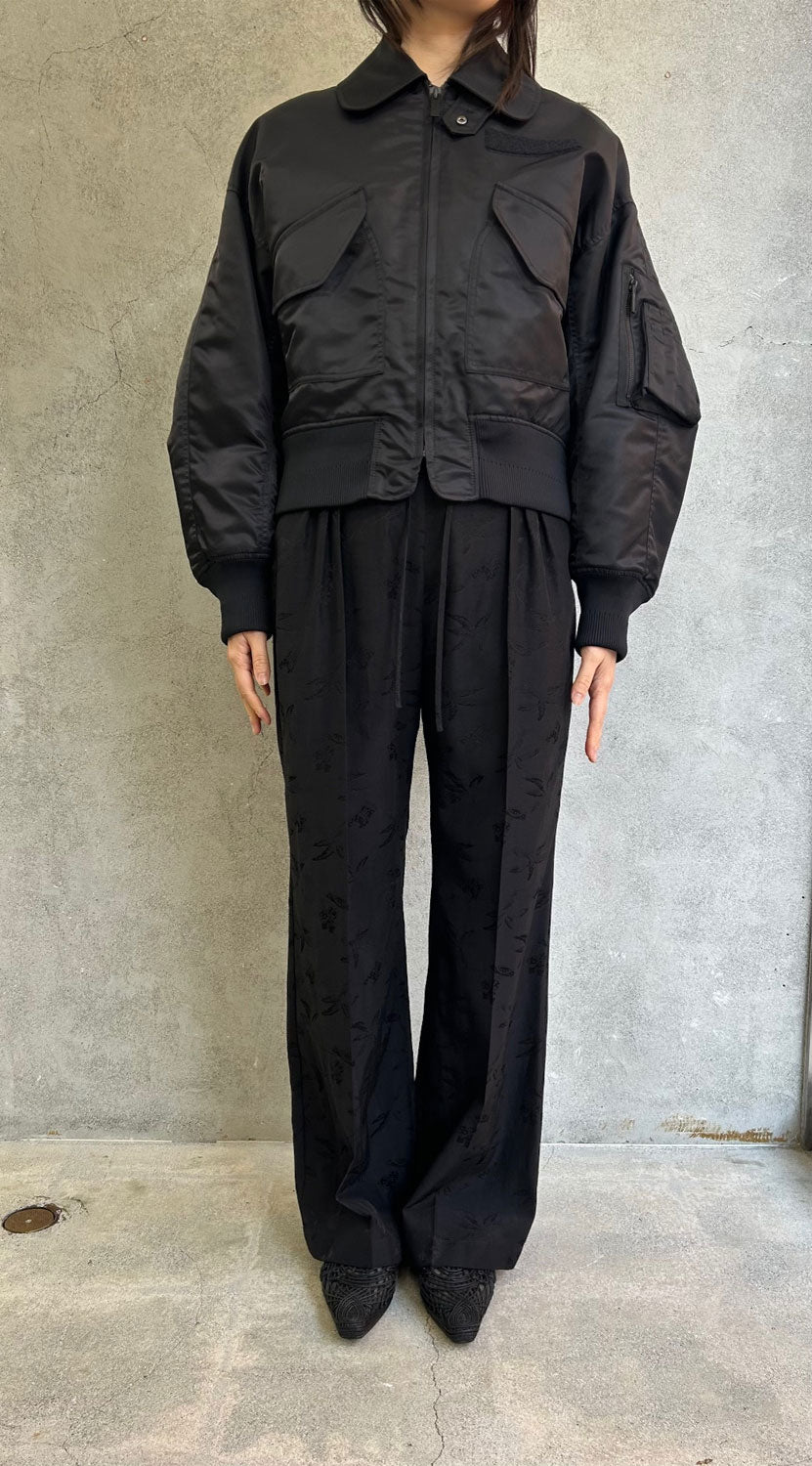 
                  
                    Nylon Twill 3D Embroidery Flight Jacket - black
                  
                