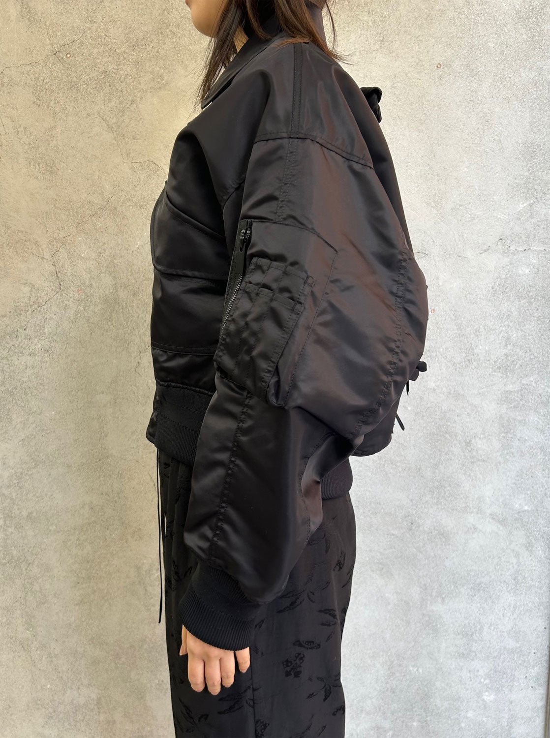 
                  
                    Nylon Twill 3D Embroidery Flight Jacket - black
                  
                