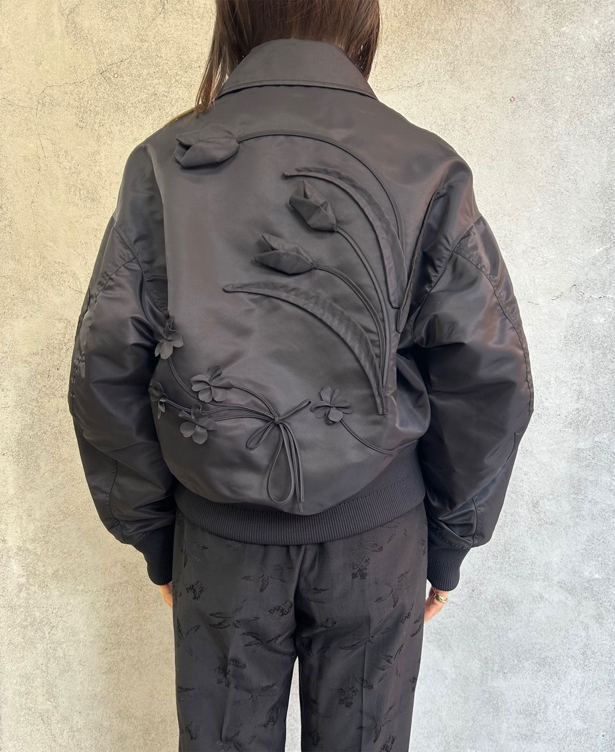 
                  
                    Nylon Twill 3D Embroidery Flight Jacket - black
                  
                