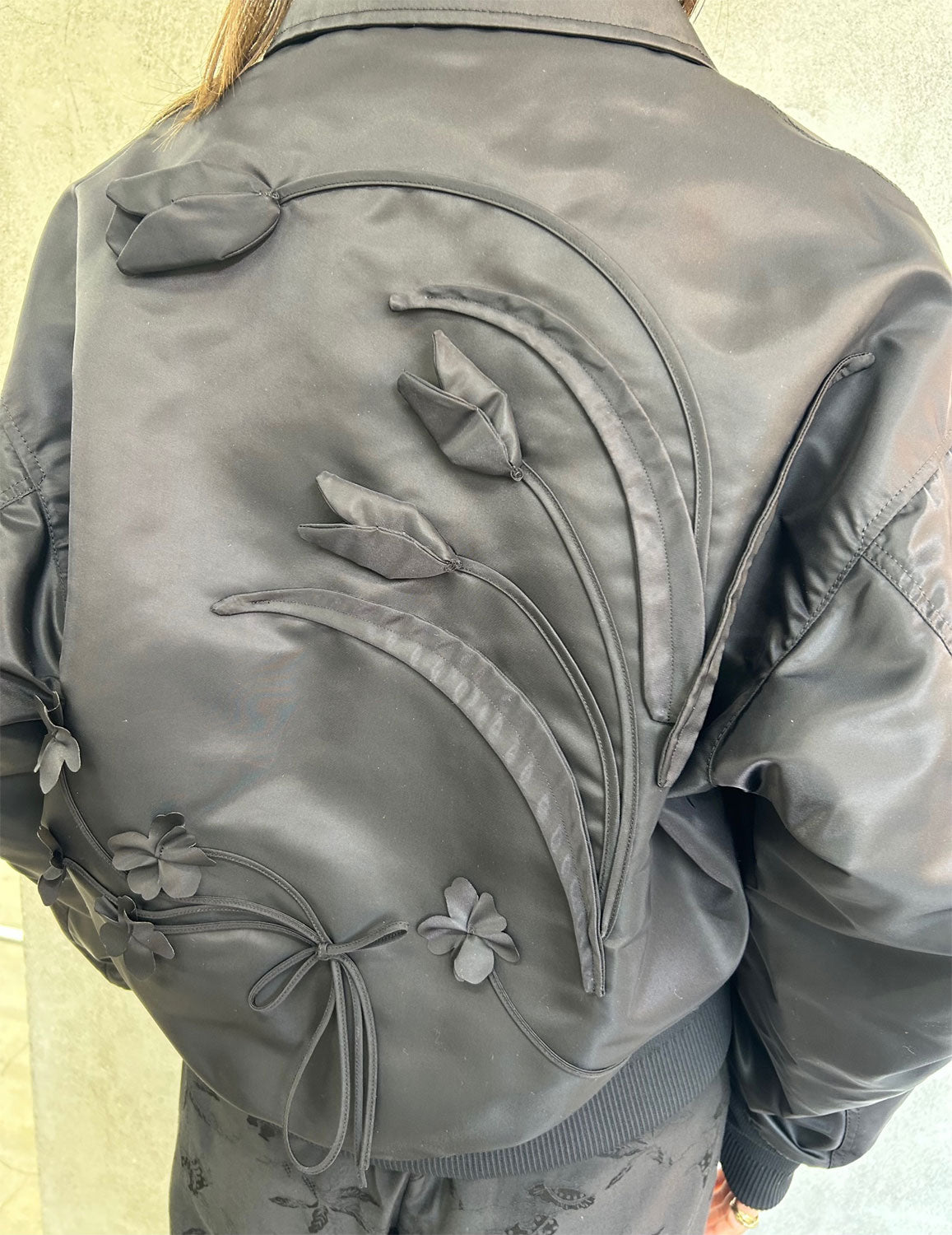 
                  
                    Nylon Twill 3D Embroidery Flight Jacket - black
                  
                