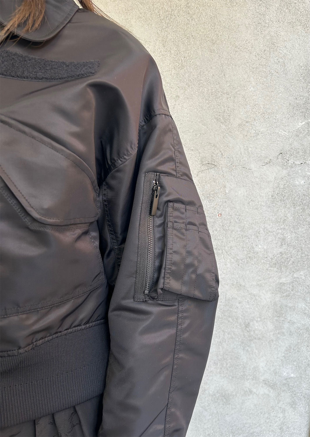 
                  
                    Nylon Twill 3D Embroidery Flight Jacket - black
                  
                