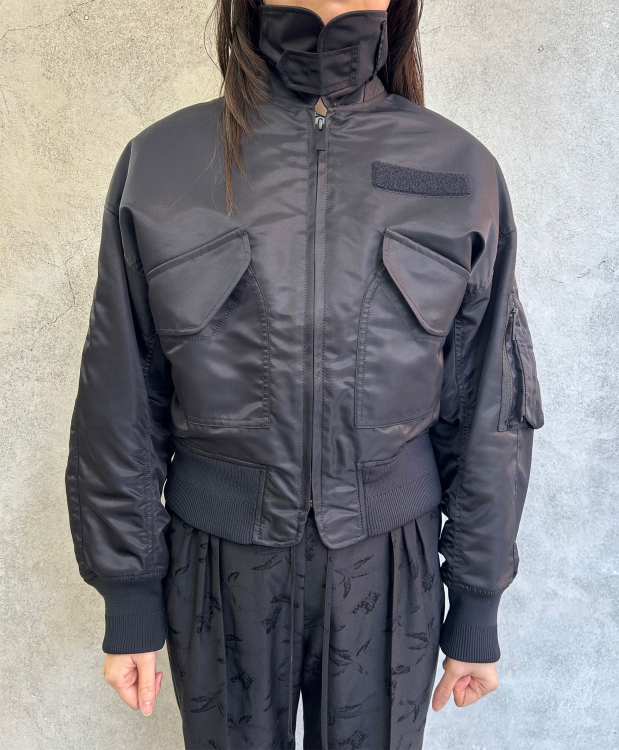 
                  
                    Nylon Twill 3D Embroidery Flight Jacket - black
                  
                