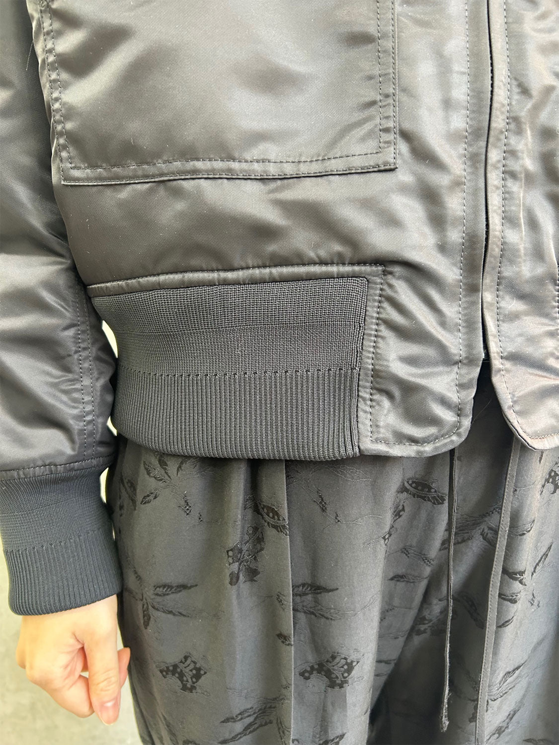 
                  
                    Nylon Twill 3D Embroidery Flight Jacket - black
                  
                