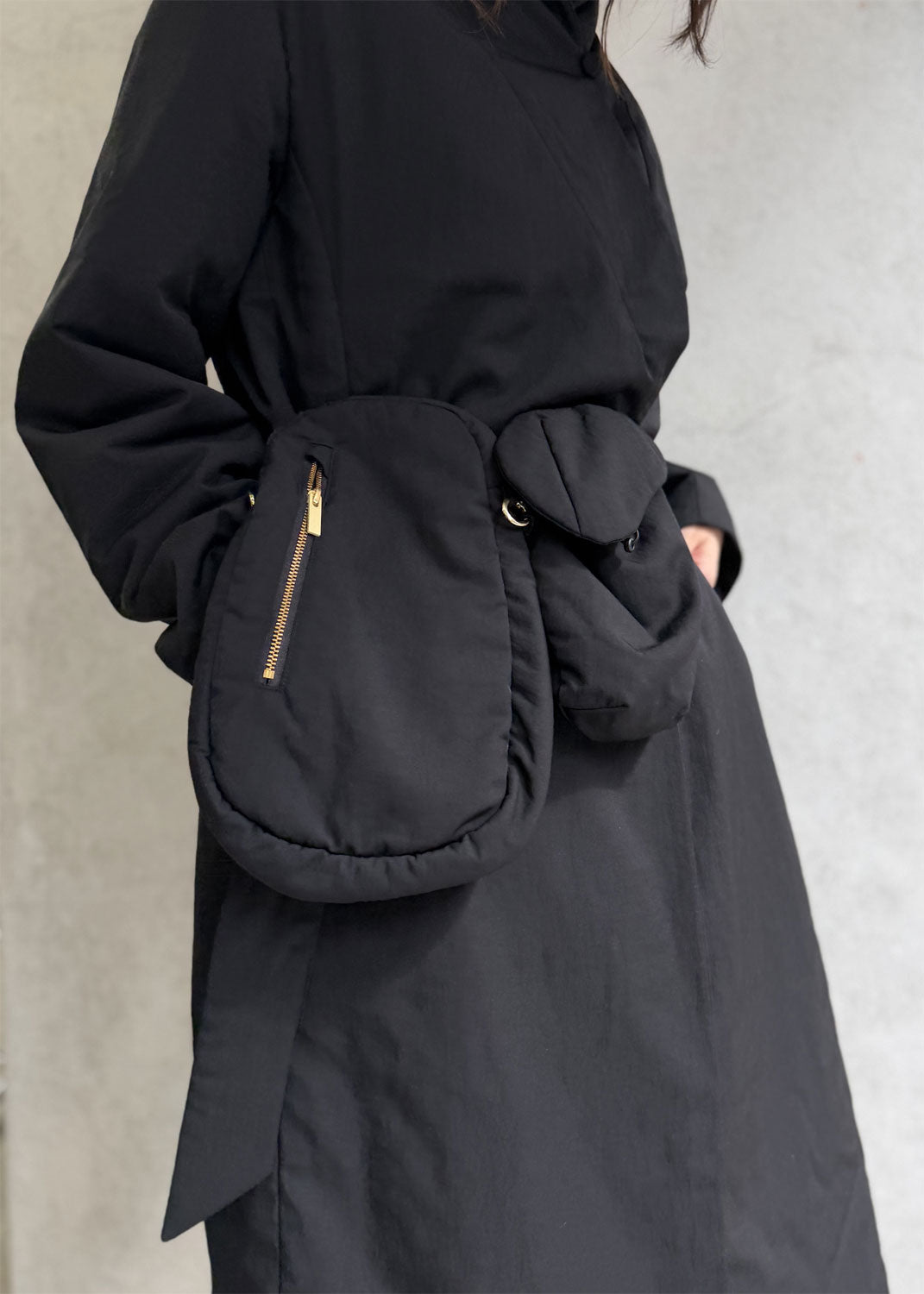 
                  
                    Nylon Twill Chesterfield Coat with Waist Bags
                  
                