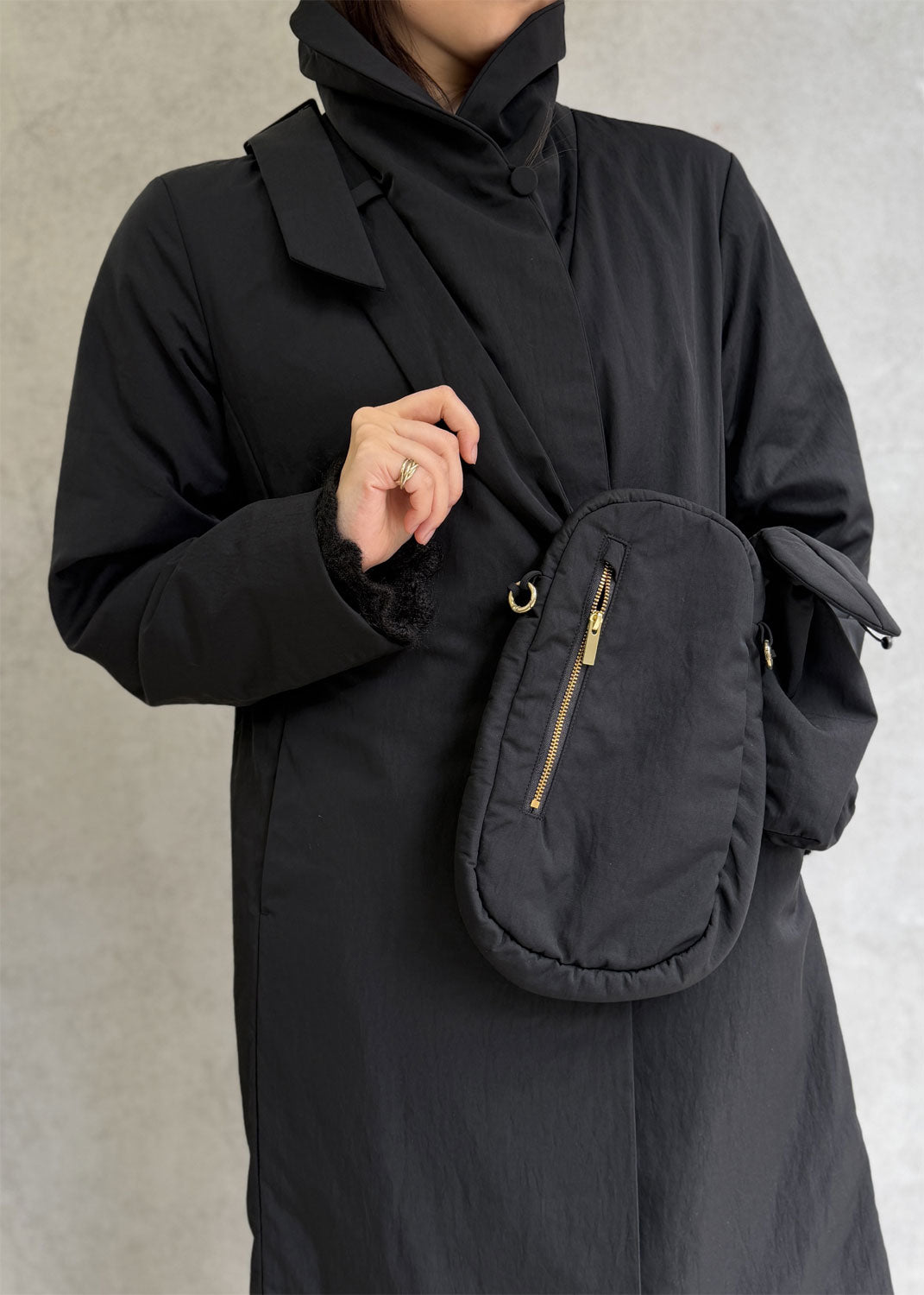 
                  
                    Nylon Twill Chesterfield Coat with Waist Bags
                  
                
