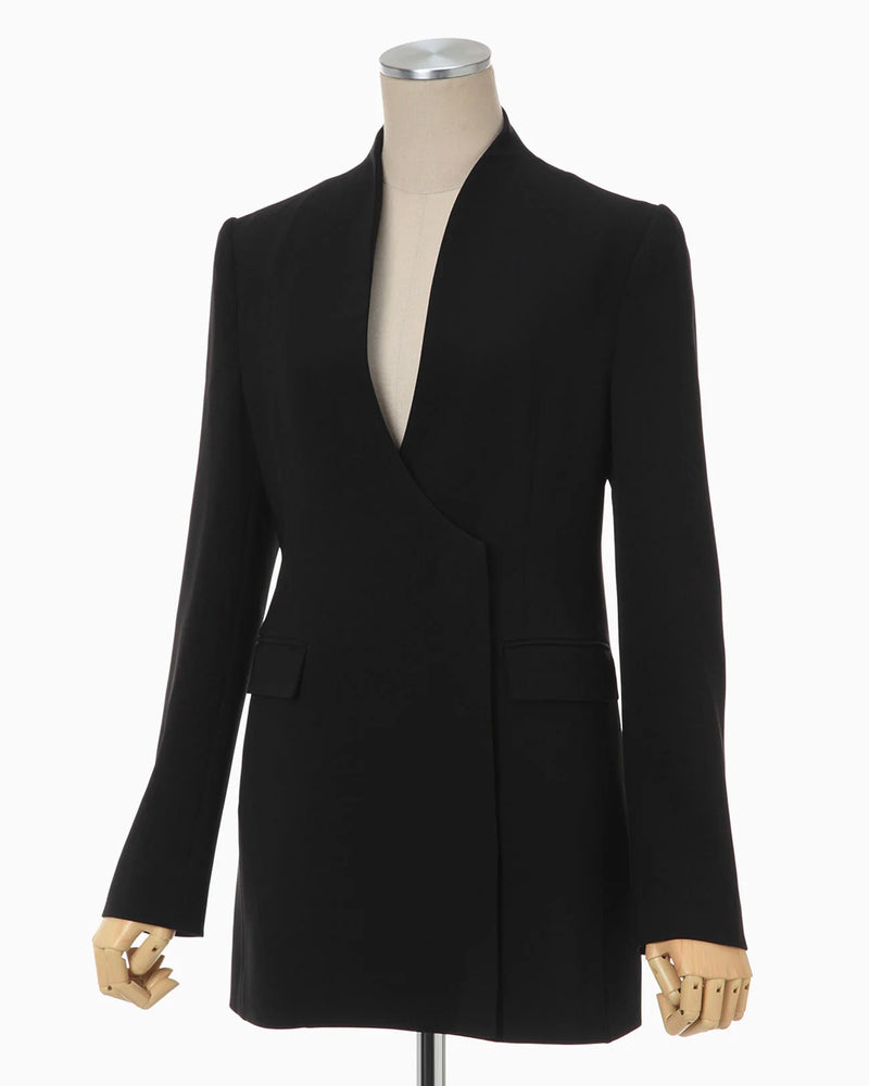Collarless Double Breasted Suit Jacket – OBLIGE