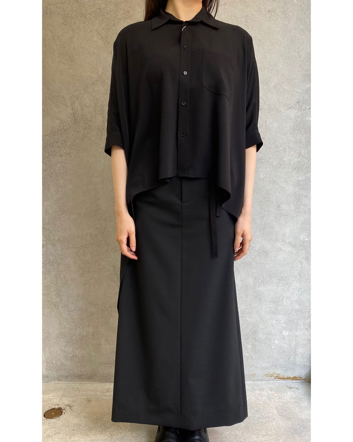 
                  
                    Wool Blend Wrap Skirt-BLACK-
                  
                