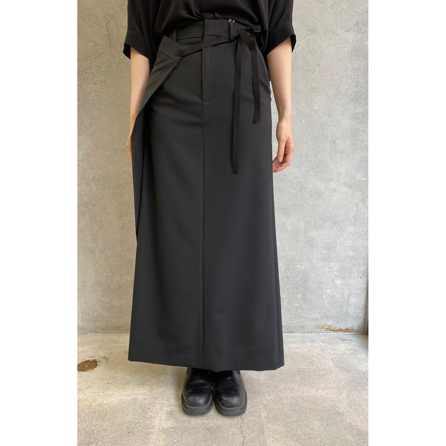 
                  
                    Wool Blend Wrap Skirt-BLACK-
                  
                