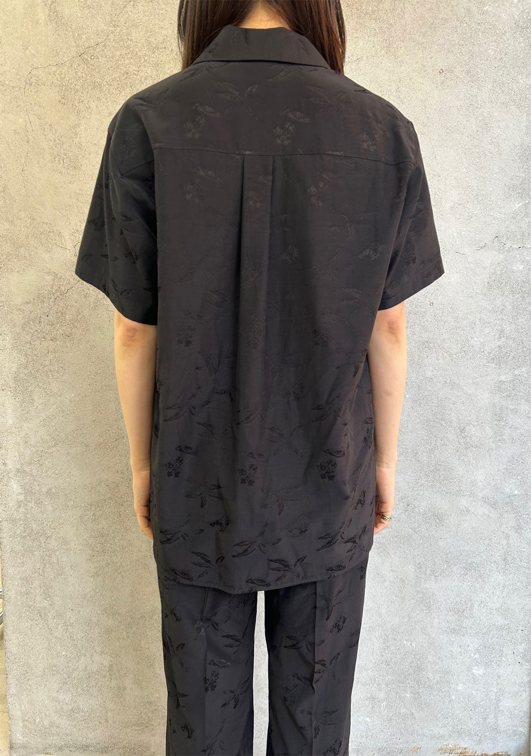 
                  
                    Karako Jacquard Open Collar Shirt - black
                  
                