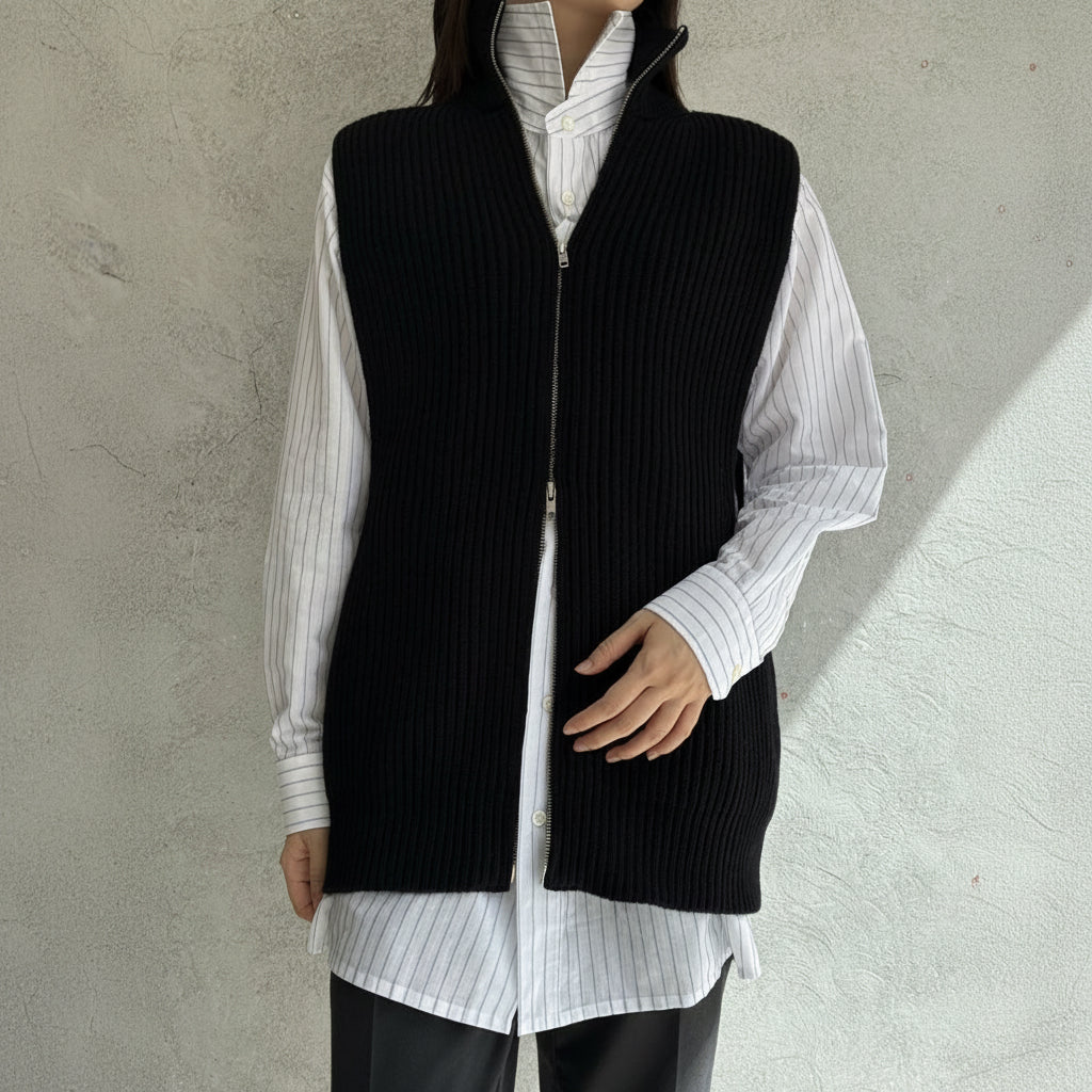 
                  
                    Zip-up knit vest
                  
                