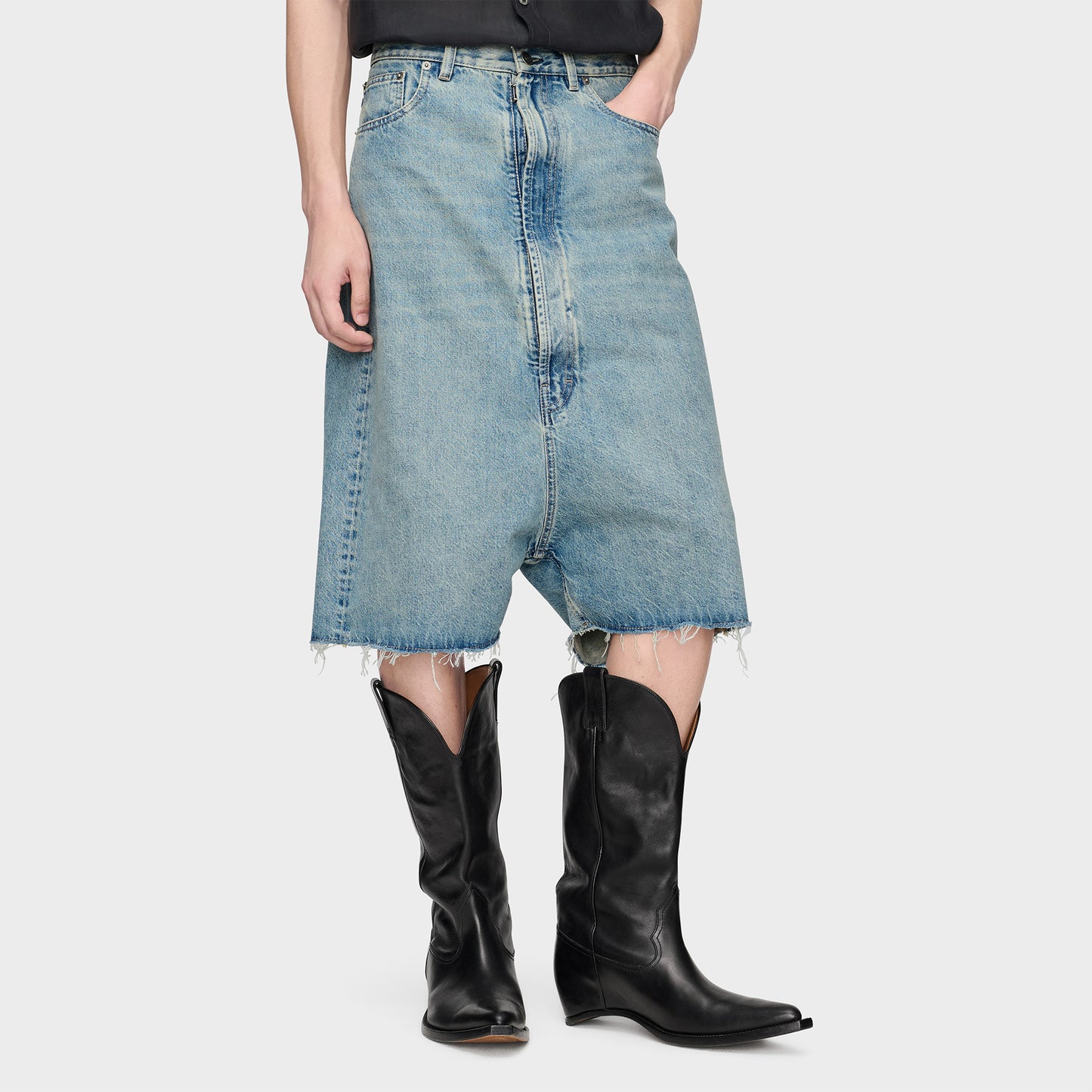 
                  
                    DROPPED-RISE DENIM BERMUDAS
                  
                
