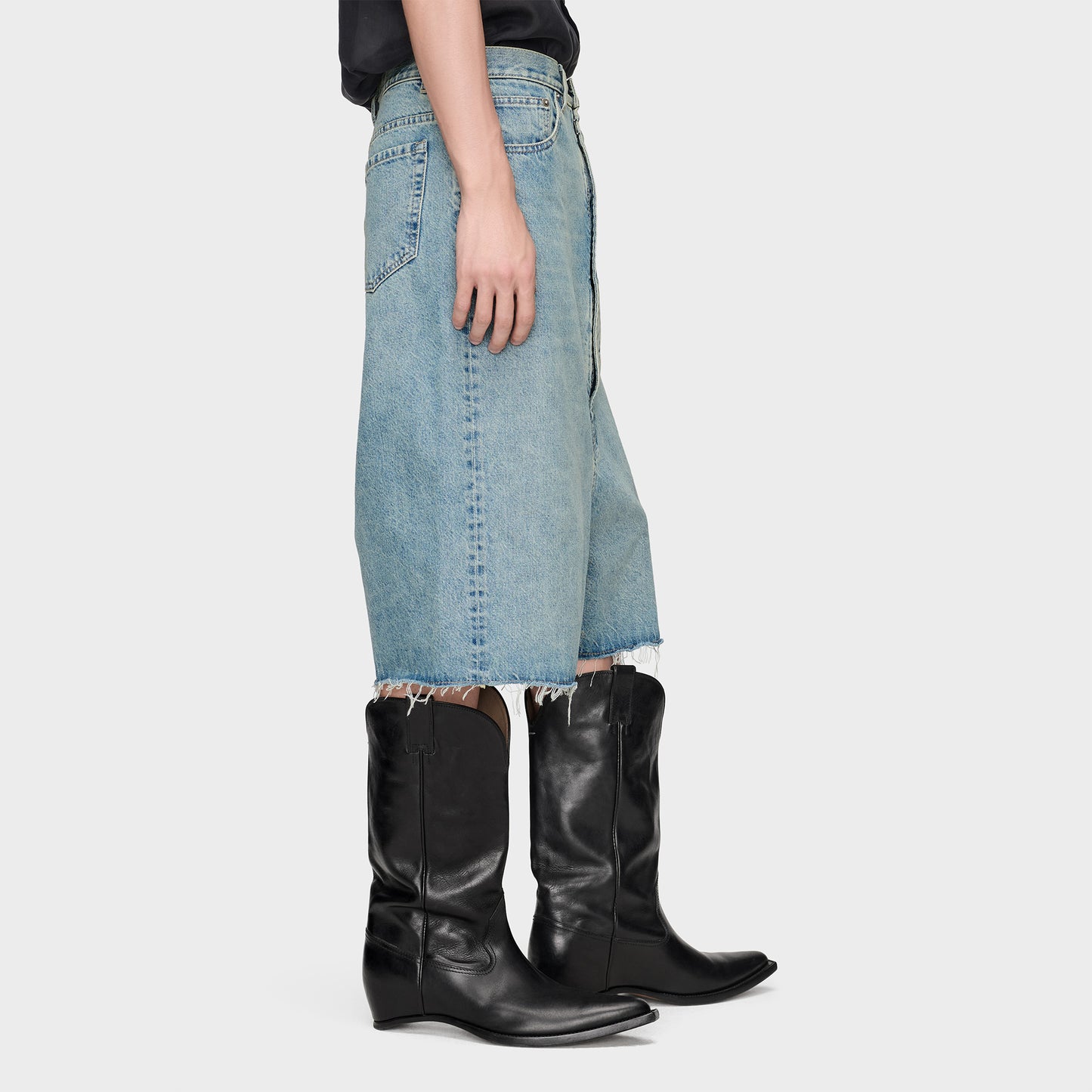 
                  
                    DROPPED-RISE DENIM BERMUDAS
                  
                