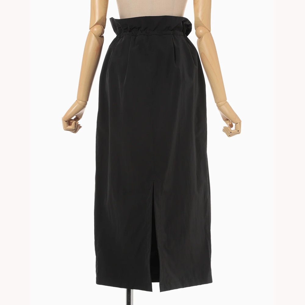 Split Yarn High Waisted Drawstring Skirt - black- – OBLIGE