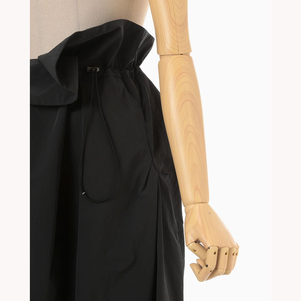 Split Yarn High Waisted Drawstring Skirt - black- – OBLIGE