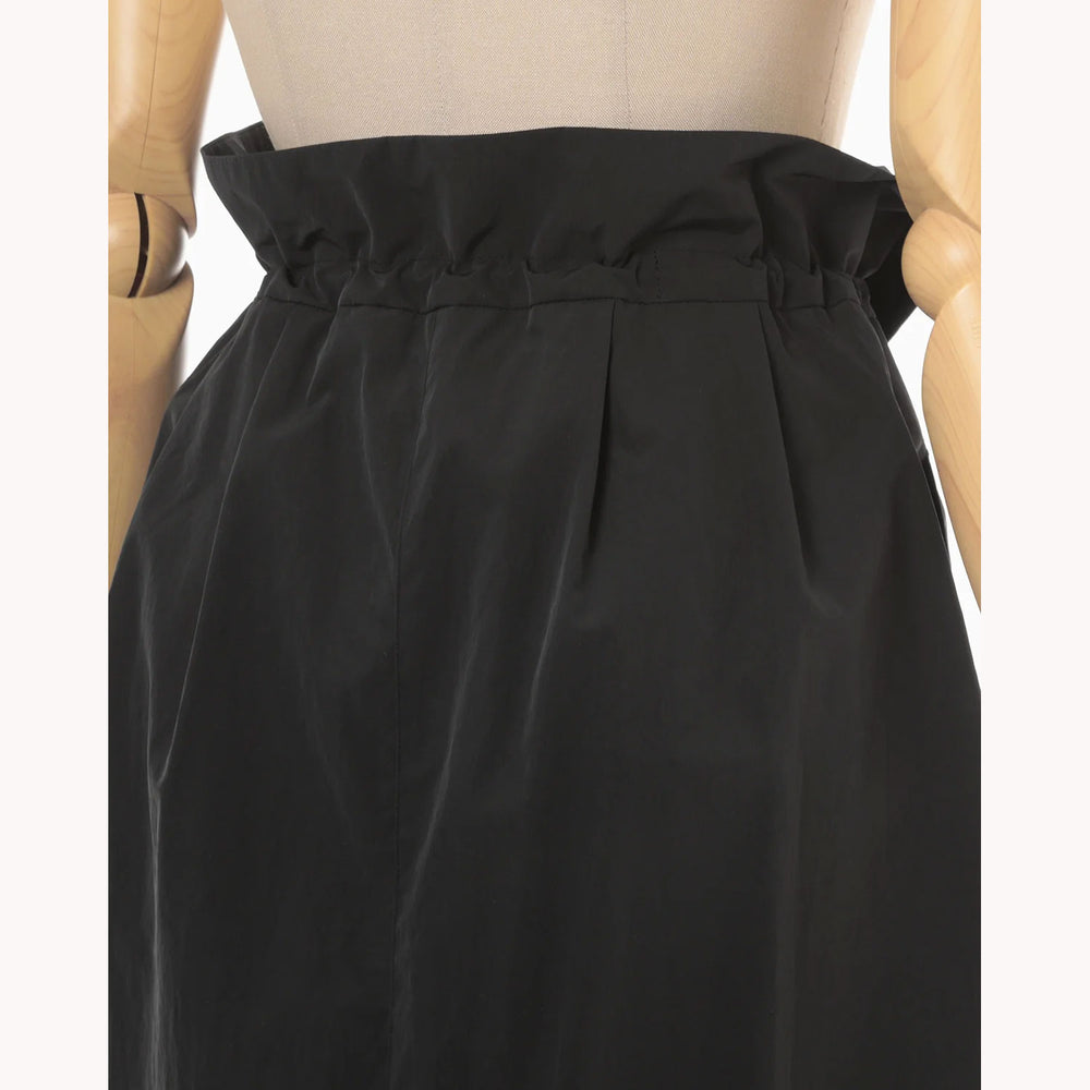 Split Yarn High Waisted Drawstring Skirt - black- – OBLIGE