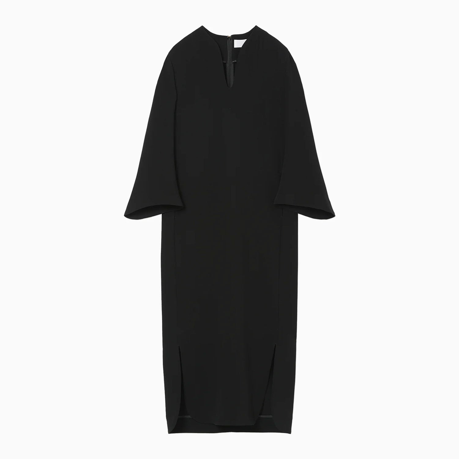 Acetate Polyester V-Neck Dress - black – OBLIGE