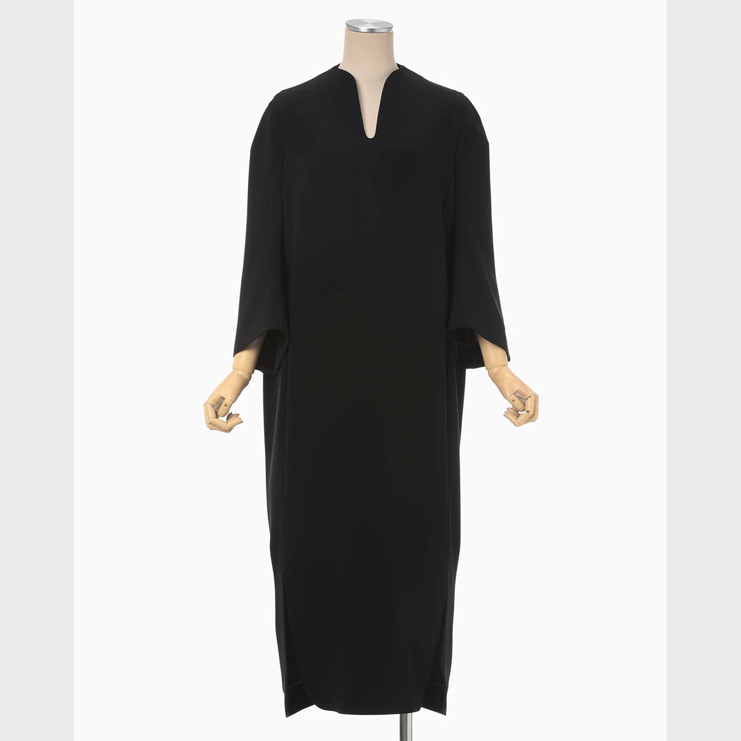 
                  
                    Acetate Polyester V-Neck Dress - black
                  
                